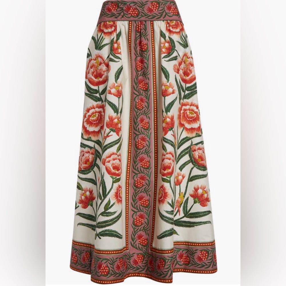 NWT $198 Farm Rio Anika Placed Floral Print Cotton Skirt in sizes XS and XL! - Picture 5 of 7